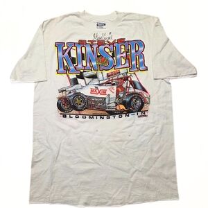 Vintage 90s Steve Kinser Dirt Racing Track Tee Shirt Colorful Autographed